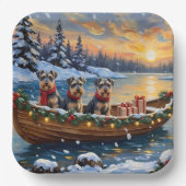 Schnauzer Christmas Boat Holiday Pappteller (Vorderseite)