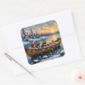 Schnauzer Christmas Boat Holiday Quadratischer Aufkleber (Umschlag)