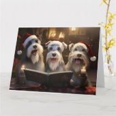 Schnauzer Christmas Carolers Spaß Urlaub Karte (Gelbe Blume)