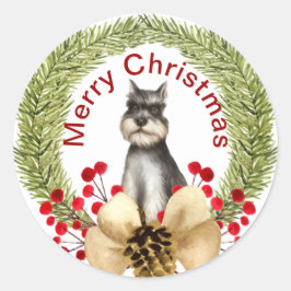 Schnauzer Christmas Classic Round Sticker