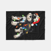 Schnauzer Christmas Dog Christmas Lights Santa Hat Fleecedecke (Vorderseite (Horizontal))