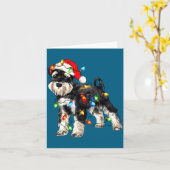 Schnauzer Christmas Dog Christmas Lights Santa Hat Karte (Gelbe Blume)