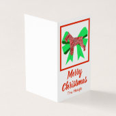 Schnauzer Christmas Dog & Green Bow Geschenkmarke (Vorderseite)