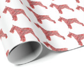 Schnauzer Christmas Dog Niedliche Silhouette Weiß Geschenkpapier (Rolleneckpunkt)