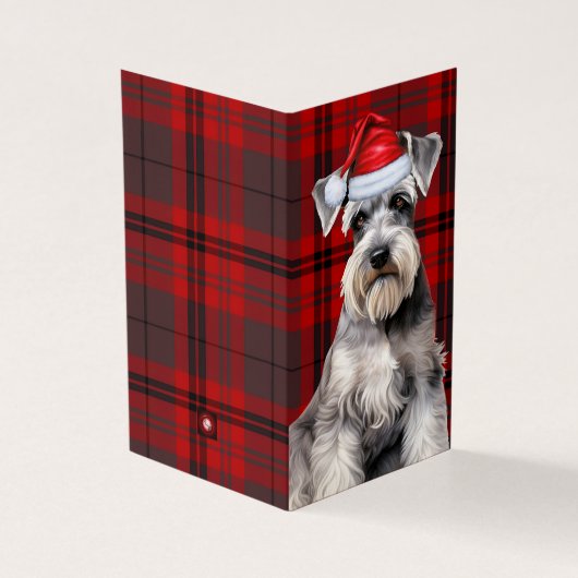Schnauzer Christmas Dog with Red Holiday Plaid (Vorderseite)