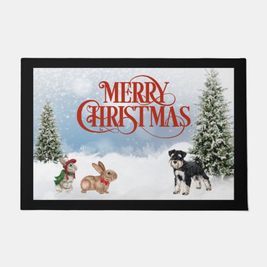Schnauzer Christmas Door Mat Fußmatte (Vorderseite)