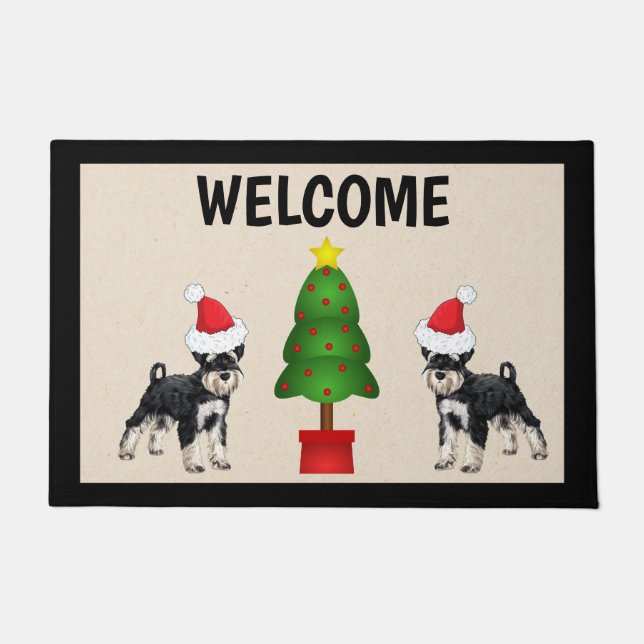 Schnauzer Christmas Doormat Door Mat Fußmatte (Vorderseite)
