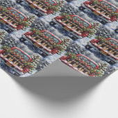 Schnauzer Christmas Red Truck Holiday Geschenkpapier (Ecke)