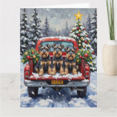 Schnauzer Christmas Red Truck Holiday Karte (Vorderseite)