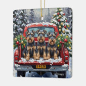 Schnauzer Christmas Red Truck Holiday Keramikornament (Links)