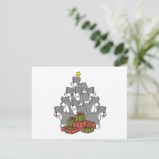 Schnauzer Christmas Tree Postkarte (Stehend Vorderseite)