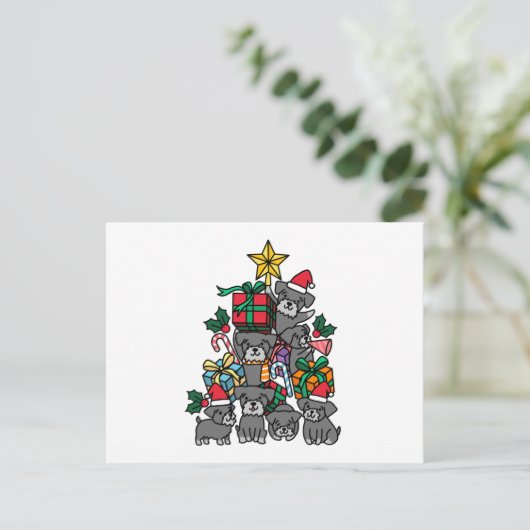 Schnauzer Christmas Tree Postkarte (Stehend Vorderseite)