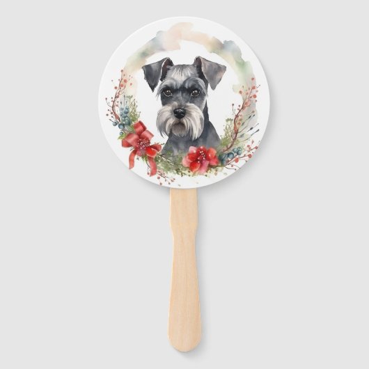 Schnauzer Christmas Wreath Festivals Fächer (Vorderseite)