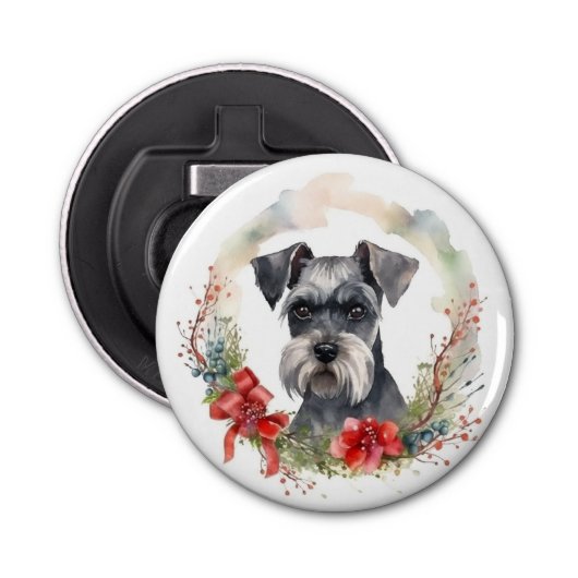 Schnauzer Christmas Wreath Festivals Flaschenöffner (Vorderseite)