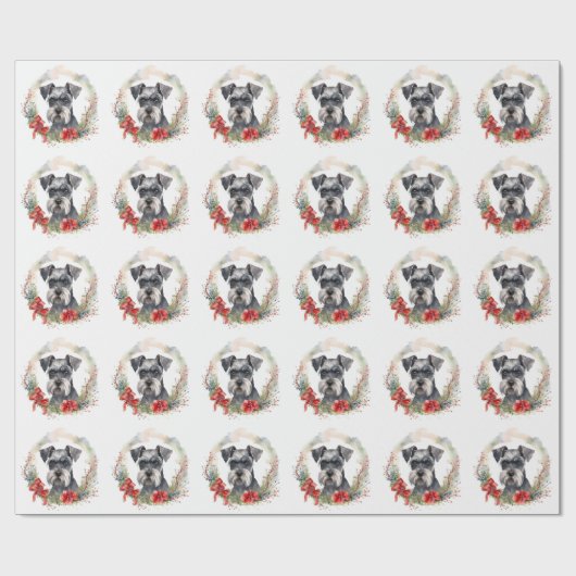 Schnauzer Christmas Wreath Festivals Geschenkpapier (Flach)