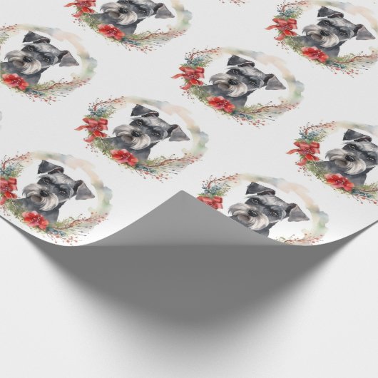Schnauzer Christmas Wreath Festivals Geschenkpapier (Ecke)