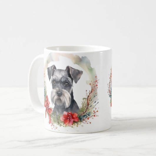 Schnauzer Christmas Wreath Festivals Kaffeetasse (Vorderseite Links)