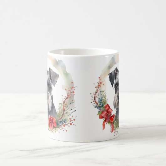 Schnauzer Christmas Wreath Festivals Kaffeetasse (Mittel)