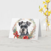Schnauzer Christmas Wreath Festivals Karte (Gelbe Blume)