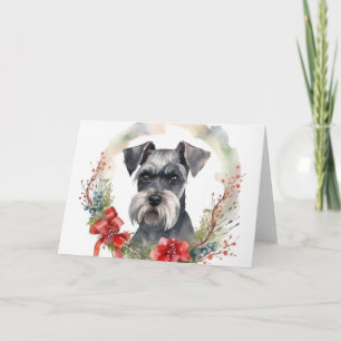 Schnauzer Christmas Wreath Festivals Karte