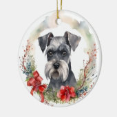 Schnauzer Christmas Wreath Festivals Keramik Ornament (Links)