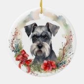 Schnauzer Christmas Wreath Festivals Keramik Ornament (Hinten)