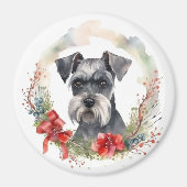Schnauzer Christmas Wreath Festivals Magnet (Vorne)
