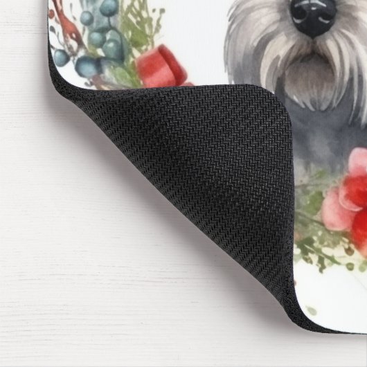Schnauzer Christmas Wreath Festivals Mousepad (Ecke)