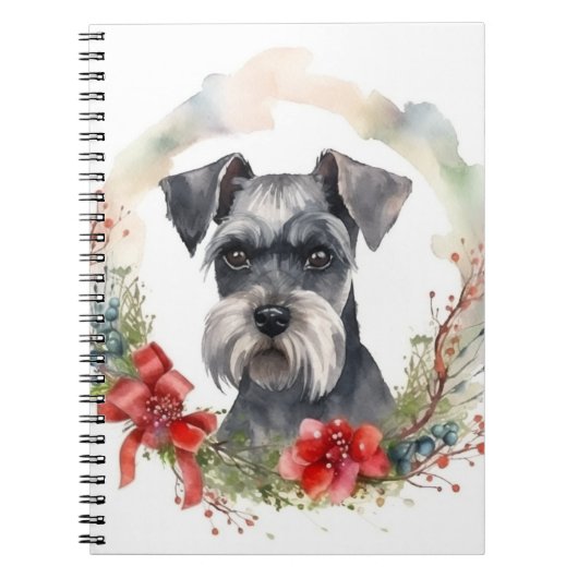 Schnauzer Christmas Wreath Festivals Notizblock (Vorderseite)