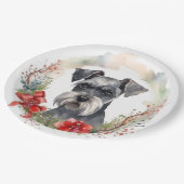 Schnauzer Christmas Wreath Festivals Pappteller (Schrägansicht)