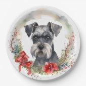 Schnauzer Christmas Wreath Festivals Pappteller (Vorderseite)