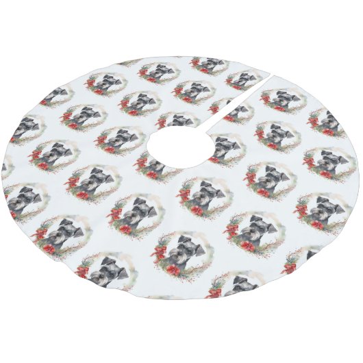 Schnauzer Christmas Wreath Festivals Polyester Weihnachtsbaumdecke (Schrägansicht)