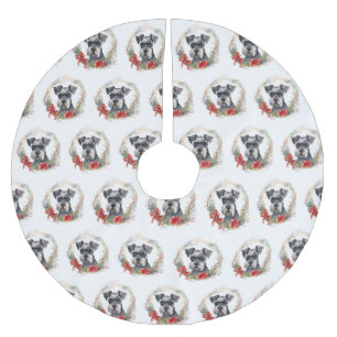 Schnauzer Christmas Wreath Festivals Polyester Weihnachtsbaumdecke