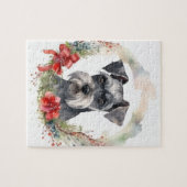 Schnauzer Christmas Wreath Festivals Puzzle (Horizontal)