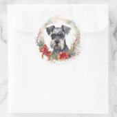 Schnauzer Christmas Wreath Festivals Runder Aufkleber (Tasche)