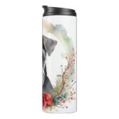 Schnauzer Christmas Wreath Festivals Thermosbecher (Nach rechts gedreht)