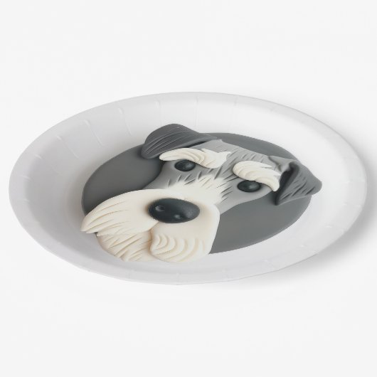 Schnauzer Dog 3D Inspiriert Pappteller (Schrägansicht)