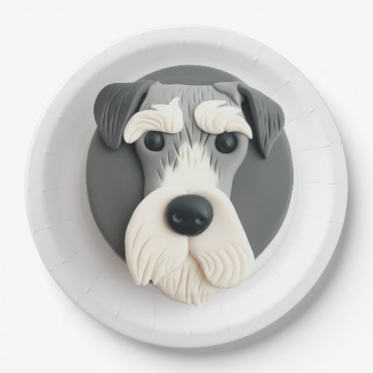 Schnauzer Dog 3D Inspiriert Pappteller (Vorderseite)