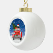 Schnauzer Dog Autofahrer im Schnee Weihnachten Keramik Kugel-Ornament (Rechts)