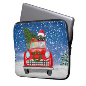 Schnauzer Dog Autofahrer im Schnee Weihnachten Laptopschutzhülle (Vorderseite Links)