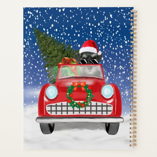 Schnauzer Dog Autofahrer im Schnee Weihnachten Planer (Rückseite)