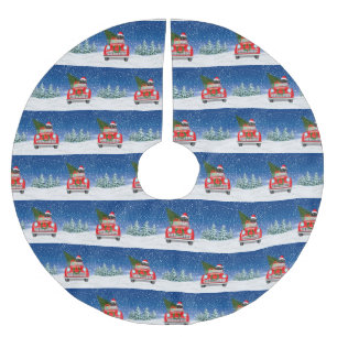 Schnauzer Dog Autofahrer im Schnee Weihnachten Polyester Weihnachtsbaumdecke