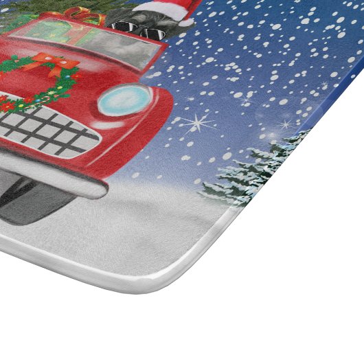 Schnauzer Dog Autofahrer im Schnee Weihnachten Schneidebrett (Ecke)