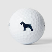 Schnauzer Dog Breed Black Watercolor Silhouette Golfball (Vorderseite)