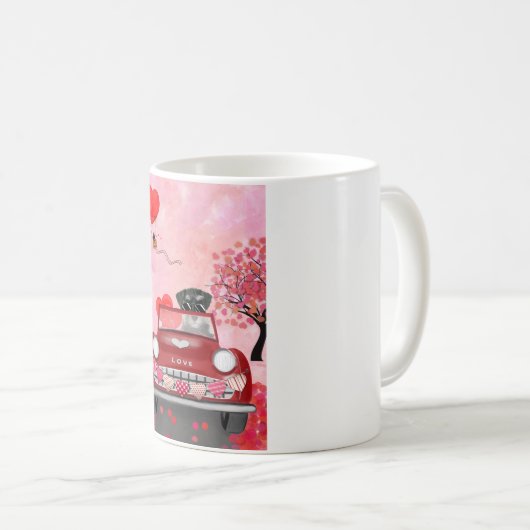 Schnauzer Dog Car mit Herz-Valentine Kaffeetasse (VorderseiteRechts)