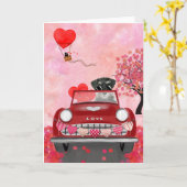 Schnauzer Dog Car mit Herz-Valentine Karte (Gelbe Blume)