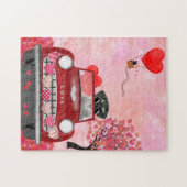 Schnauzer Dog Car mit Herz-Valentine Puzzle (Horizontal)