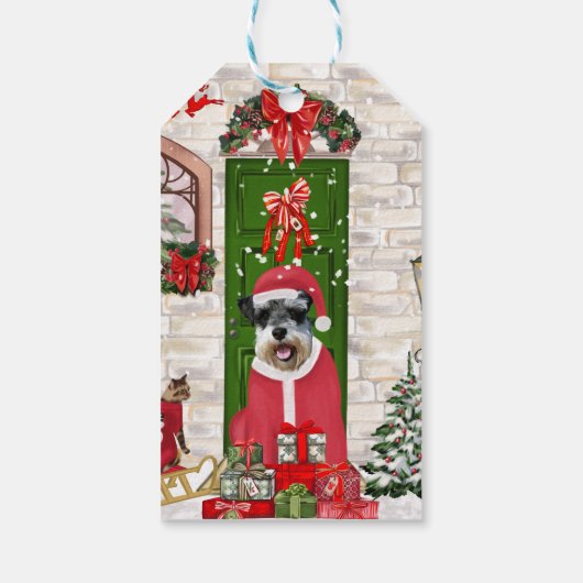 Schnauzer Dog Christmas Geschenkanhänger (Rückseite)