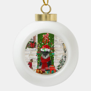 Schnauzer Dog Christmas Keramik Kugel-Ornament
