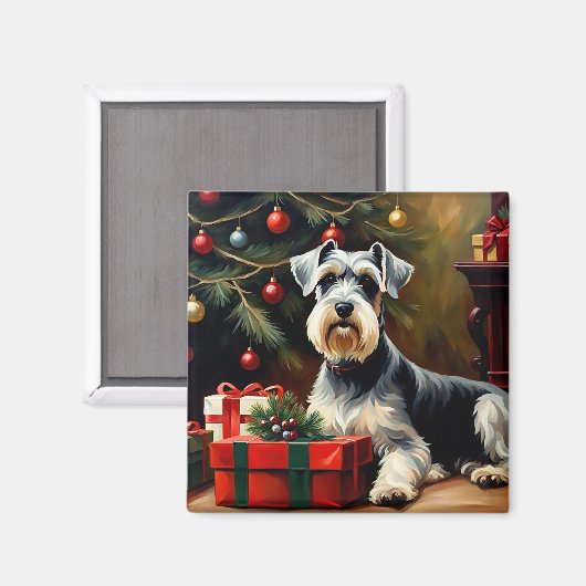 Schnauzer Dog Christmas Magnet (Vorderseite/Rückseite)